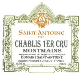 Domaine Saint Antoine - Chablis 1er Cru Montmains label