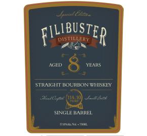 Filibuster 8 Yrs. Straight Bourbon Whiskey label