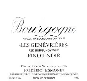 Frederic Esmonin - Les Genevrieres Pinot Noir label