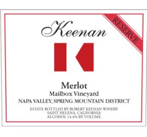 Keenan - Merlot Reserve - Mailbox Vineyard label