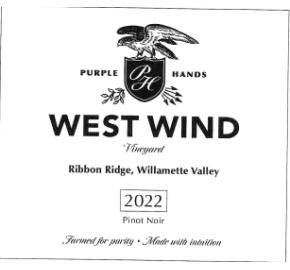 Purple Hands - Pinot Noir - West Wind Vineyard label