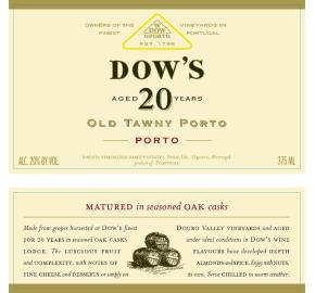 Dow's 20 Year Old Tawny Port label